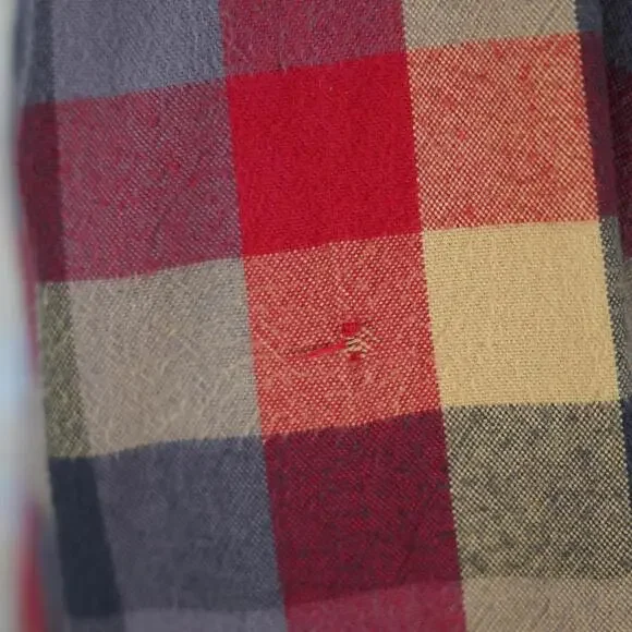 The North Face Plaid Quilted lined Flannel Shirt Jacket S Red Gray Tan Snap - Picture 6 of 8